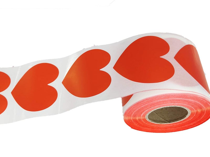 Remarkable Red Heart Stickers Valentines Day Heart Crafting Scrapbooking Labels Heart Shape Color Coding Labels- 2" Natural Adhesive Envelop Seals Labels 500 Per Roll. - Image 2